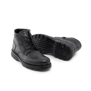 نیم بوت چرم مصنوعی مردانه مشکی بنددار مدل 48974