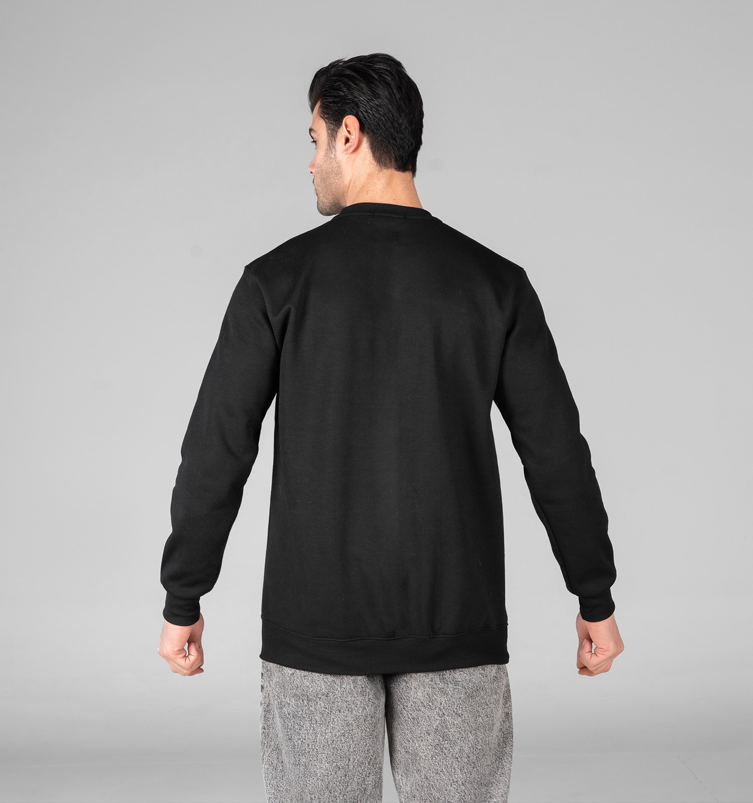 بلوز دورس مردانه یقه گرد مشکی ساده Polo مدل 48962