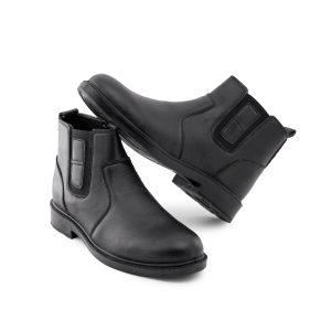 نیم بوت چرم مصنوعی مردانه مشکی زیپ دار مدل 48975