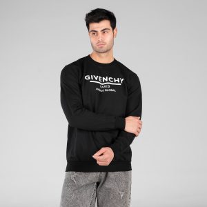 بلوز دورس مردانه یقه گرد مشکی طرحدار مدل 48924