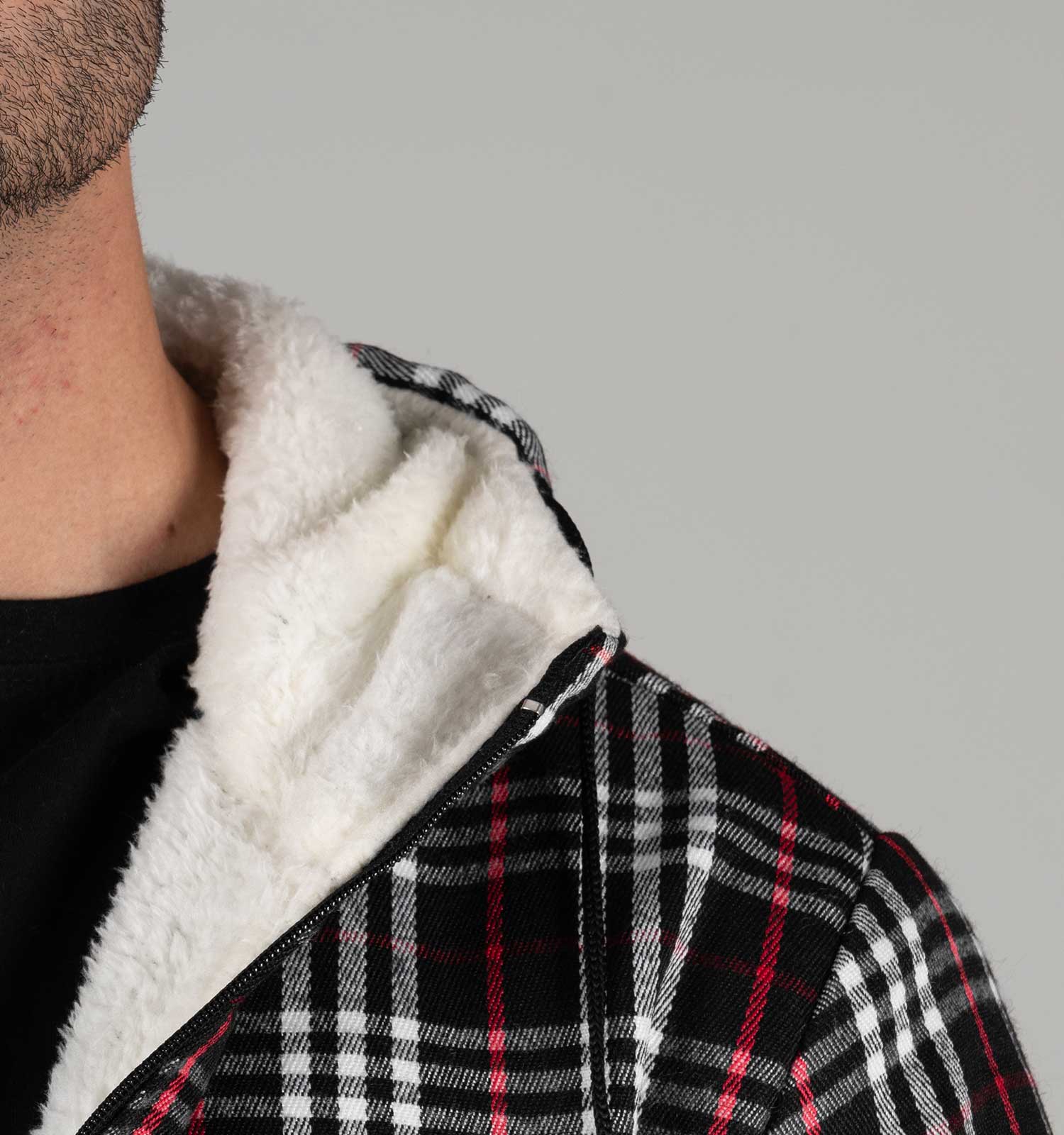 سویشرت پشمی مردانه چهار خونه کلاهدار مدل 49008