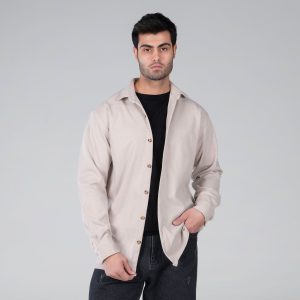 پیراهن اسپرت پشمی مردانه آستین بلند ساده مدل 48780