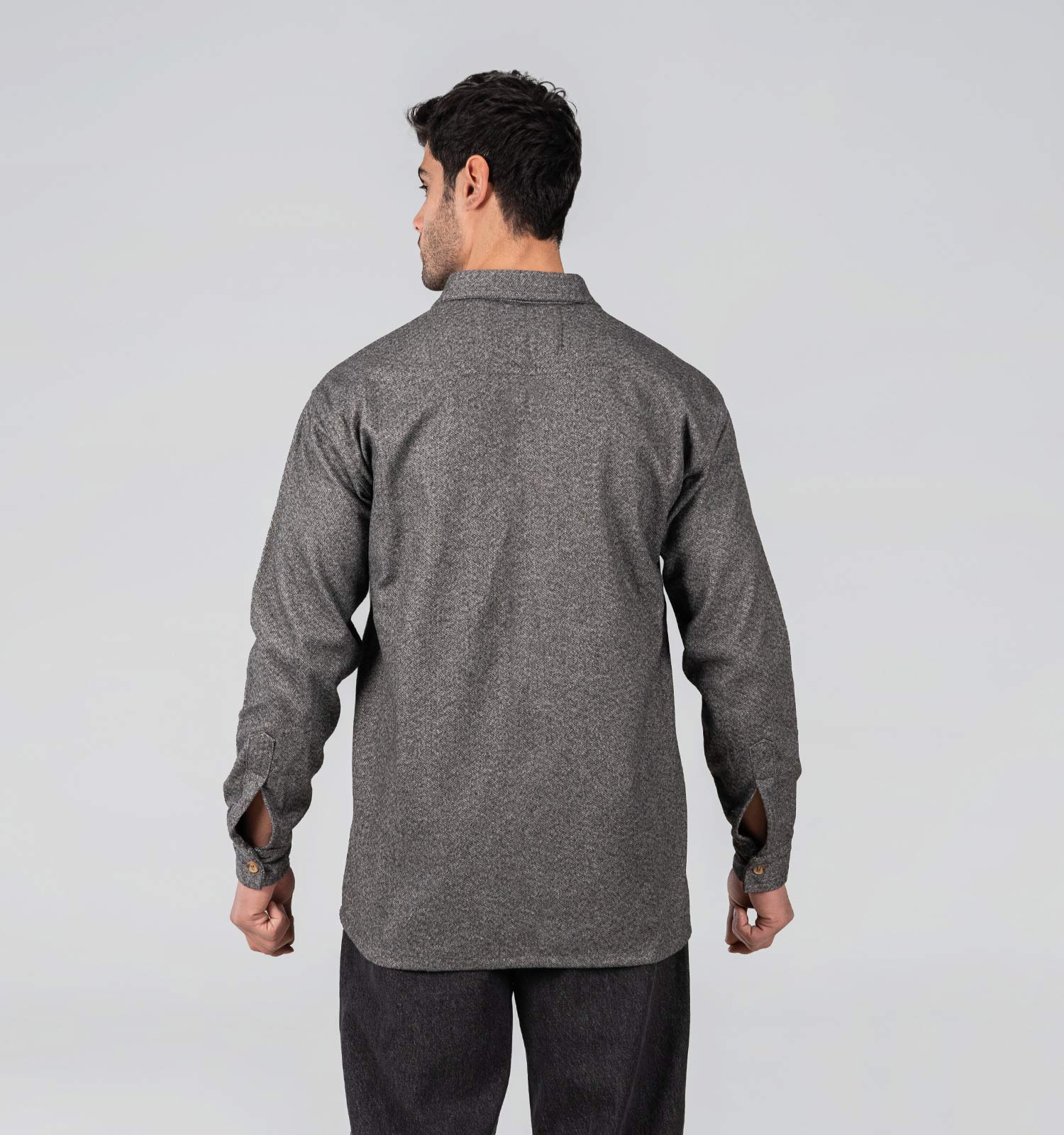 پیراهن اسپرت پشمی مردانه آستین بلند ساده مدل 48782