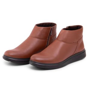 نیم بوت چرم مصنوعی مردانه عسلی زیپ دار مدل 48877