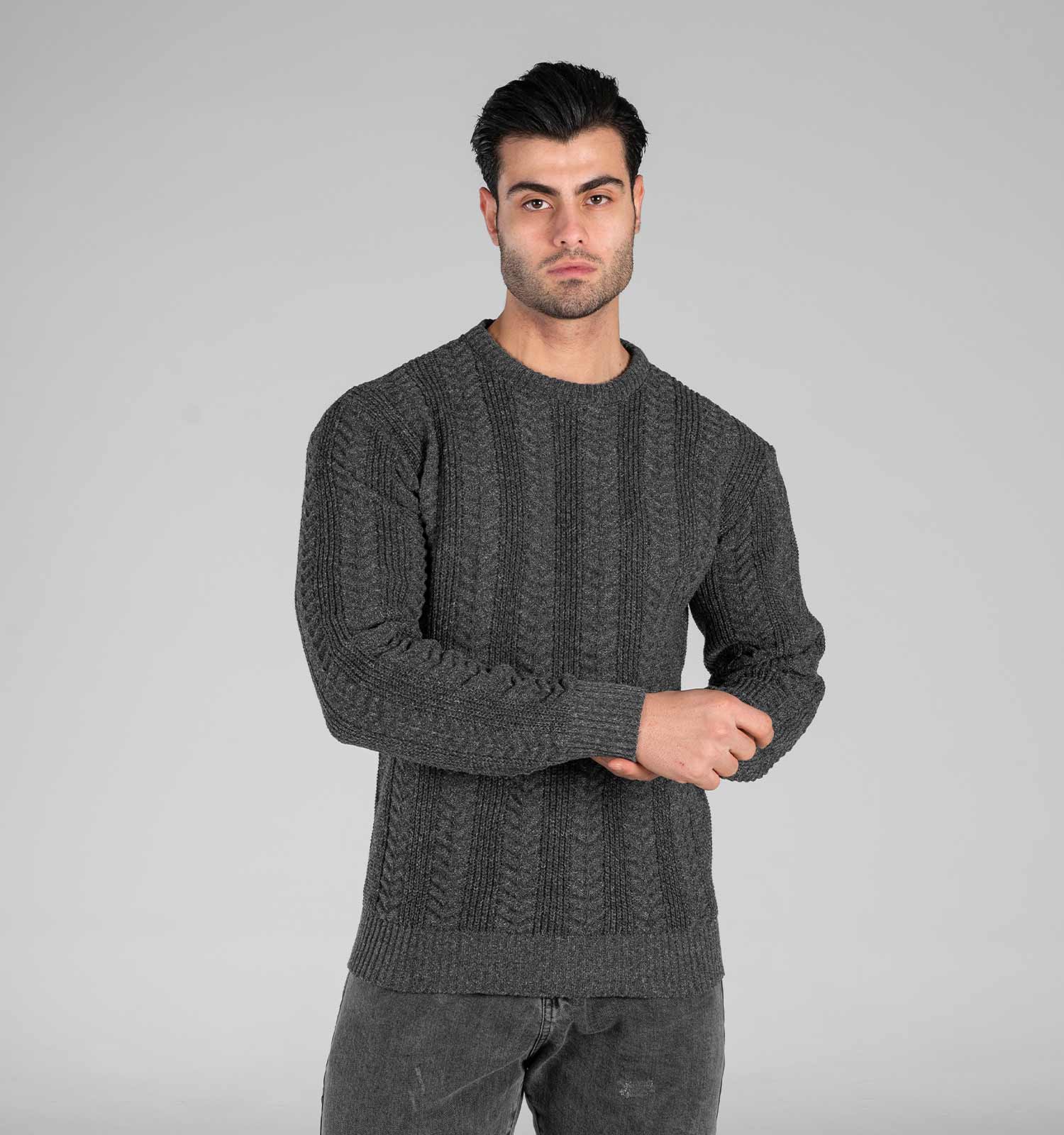 بافت مردانه یقه گرد فری سایز راه راه مدل 49010