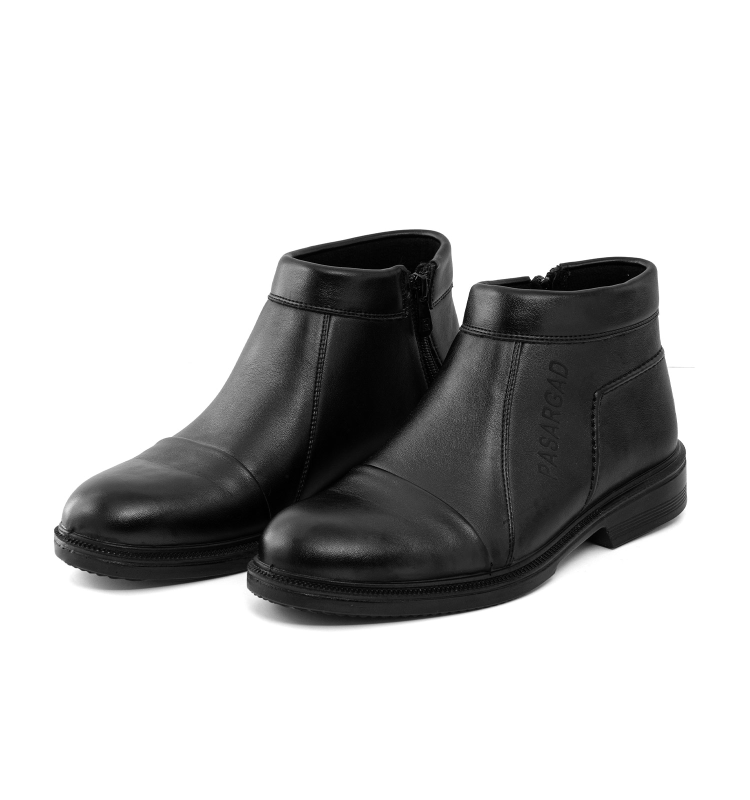 نیم بوت چرم مصنوعی مردانه مشکی زیپ دار مدل 49105