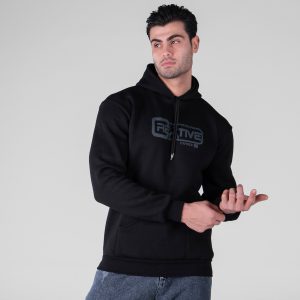 هودی مردانه کلاهدار مشکی طرحدار مدل 49084