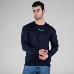 بلوز دورس مردانه یقه گرد سرمه ای طرحدار مدل 49195