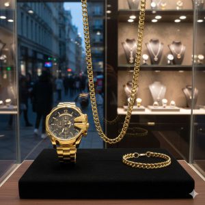 ست ساعت نیم ست استیل Diesel_Cartier مدل 3670