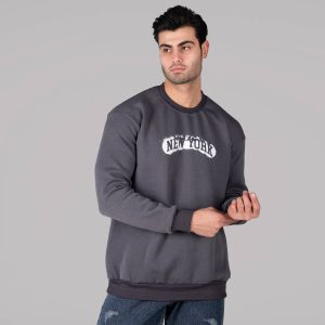 بلوز دورس مردانه یقه گرد طوسی طرحدار مدل 49074