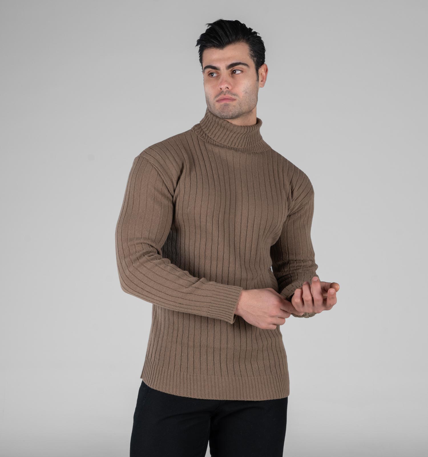 بافت مردانه یقه اسکی فری سایز راه راه مدل 49116