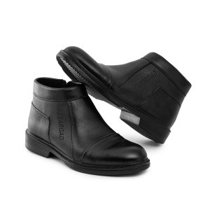 نیم بوت چرم مصنوعی مردانه مشکی زیپ دار مدل 49105