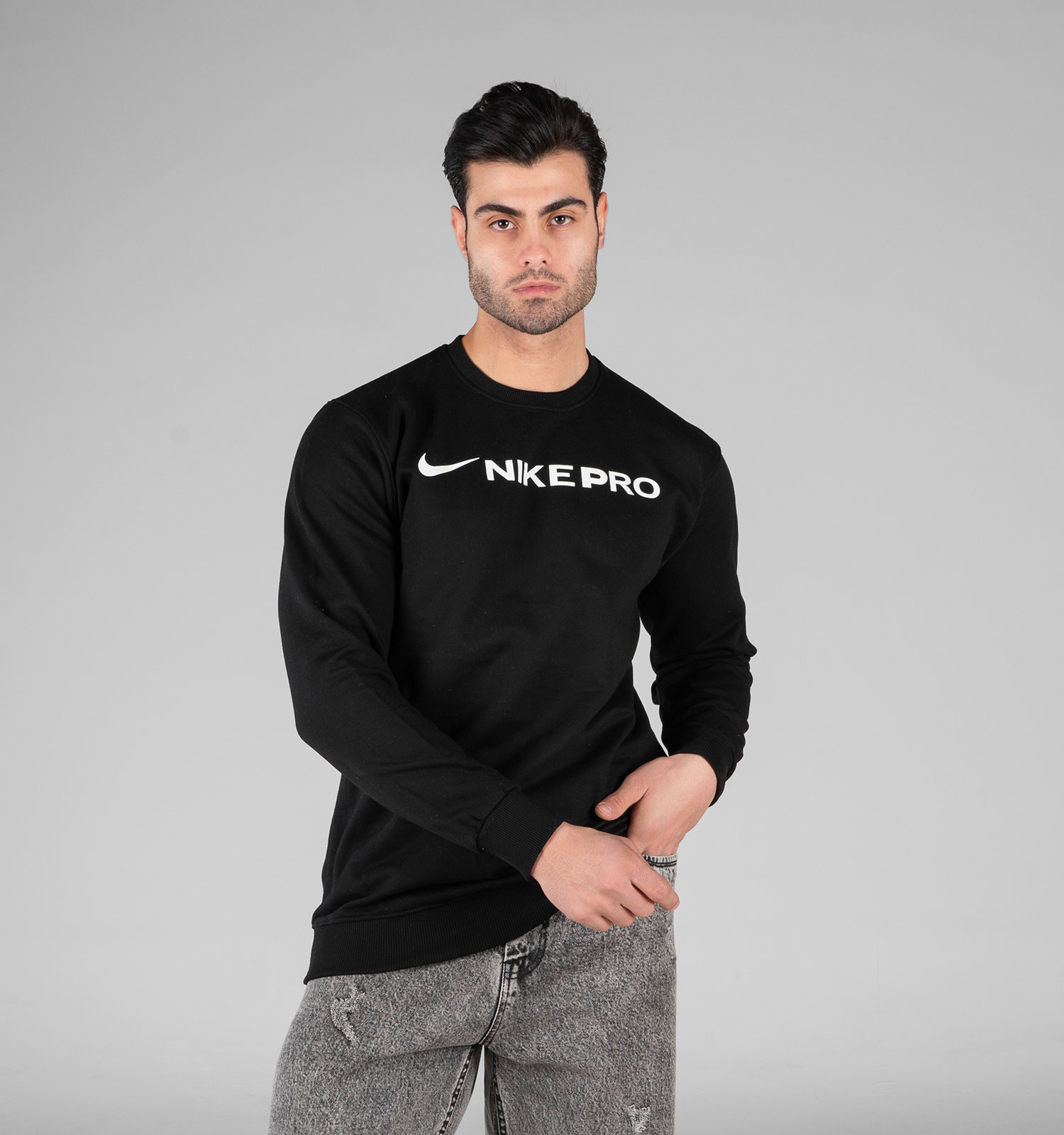 بلوز دورس مردانه یقه گرد مشکی طرحدار Nike مدل 49068
