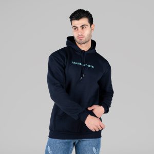 هودی مردانه کلاهدار سرمه ای طرحدار مدل 49088