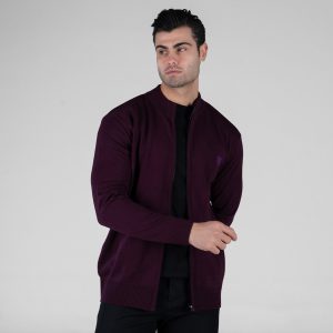 ژاکت بافت مردانه زیپ دار یقه ایستاده ساده مدل 49127