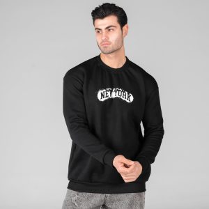 بلوز دورس مردانه یقه گرد مشکی طرحدار مدل 49073