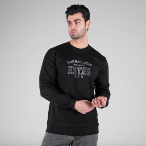 بلوز دورس مردانه یقه گرد مشکی طرحدار مدل 49192