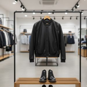 پکیج کاپشن چرم مردانه مدل Artim نیم بوت cat مردانه مدل Rivari