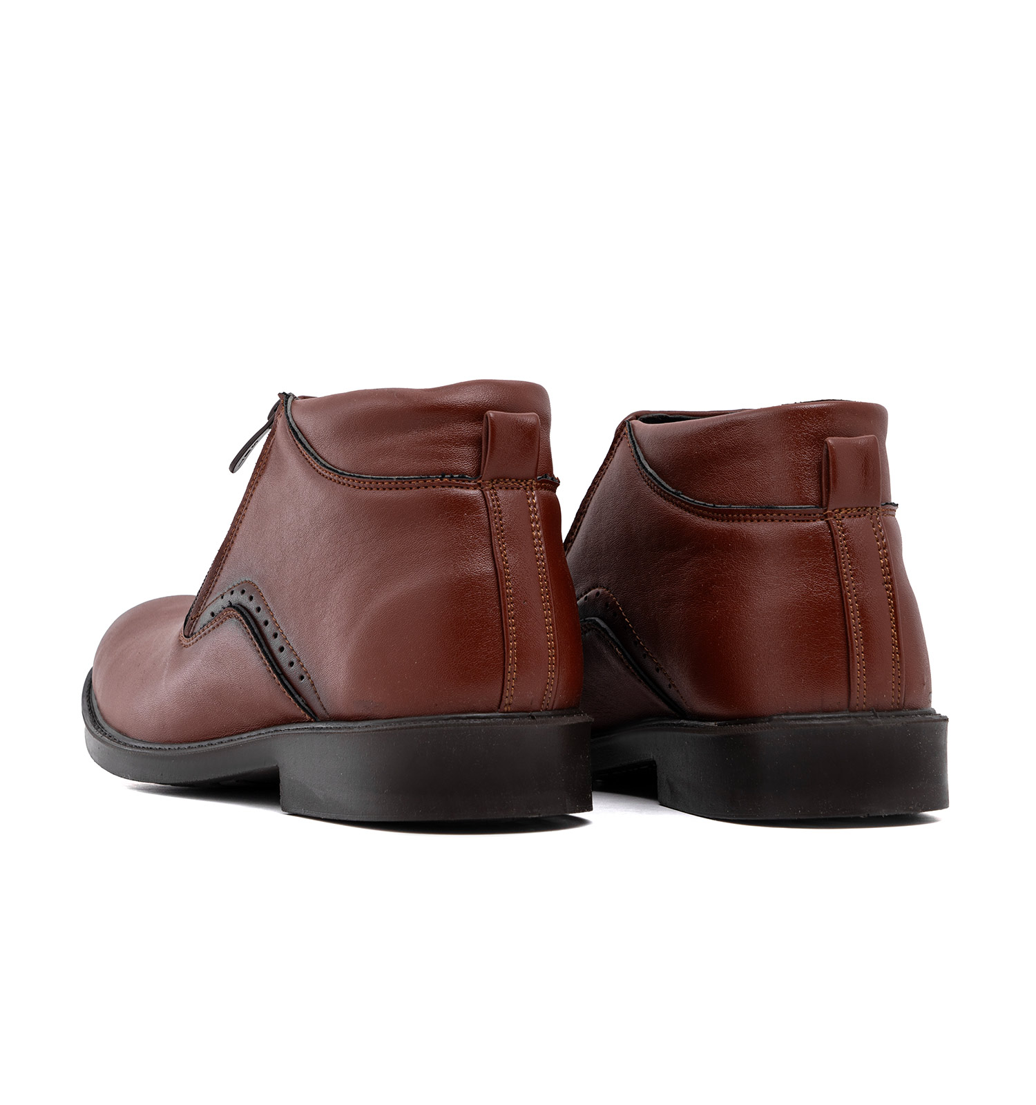 نیم بوت چرم مصنوعی مردانه عسلی زیپ دار مدل 49134