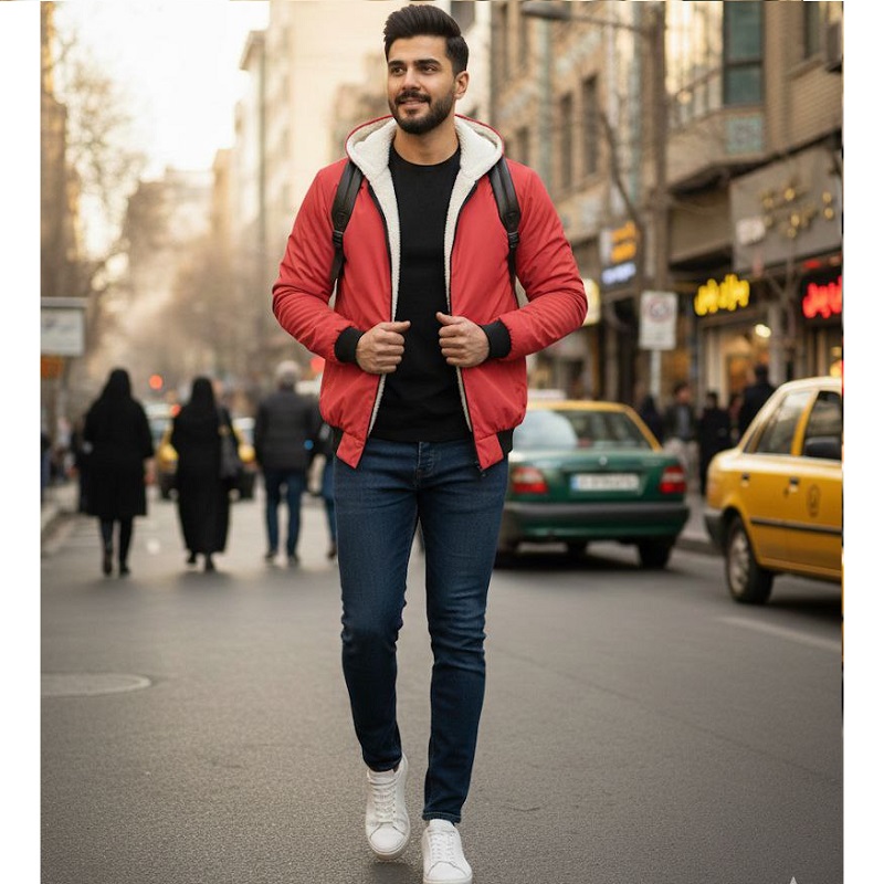 کاپشن ضدآب داخل خزتدی قرمز