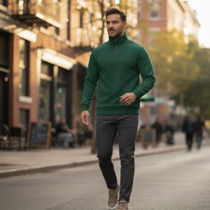 دورس مردانه نیم زیپ مدل Behbod سبز