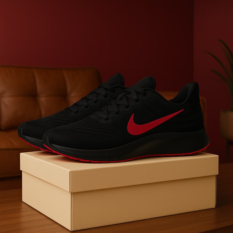 کفش ورزشی مردانه Nike مدل Tigo زیره قرمز مشکی