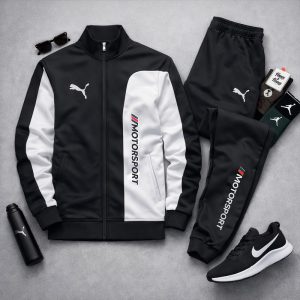ست سویشرت شلوار مردانه مشکی مدل MotorSport کفش ورزشی مردانه Nike مدل Tigo زیره سفید