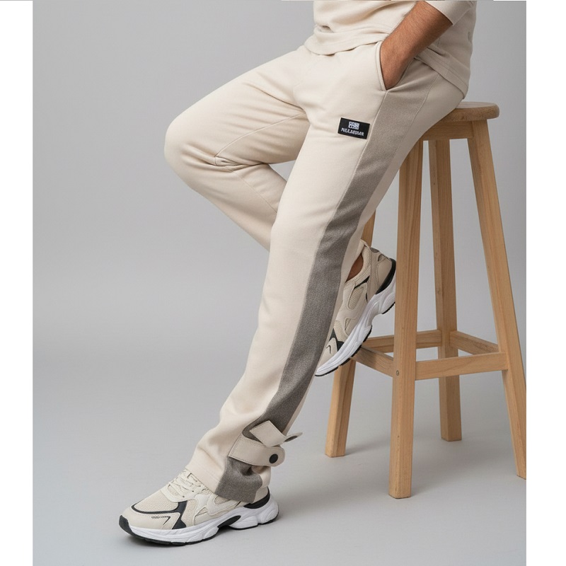 شلوار بنگال مردانه نوار پهن پایین دکمه مدل Mehrad کرم