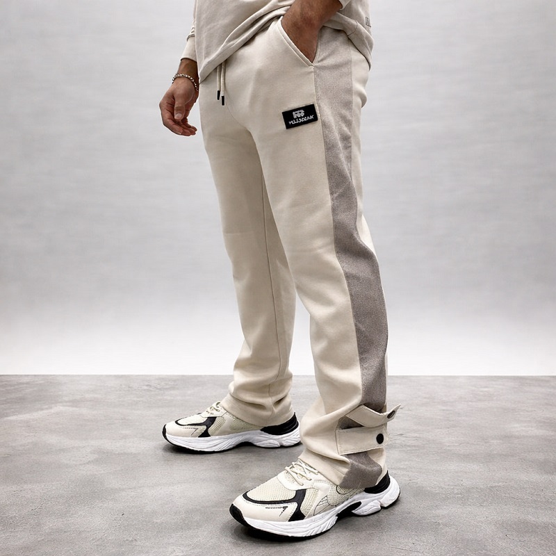 شلوار بنگال مردانه نوار پهن پایین دکمه مدل Mehrad کرم