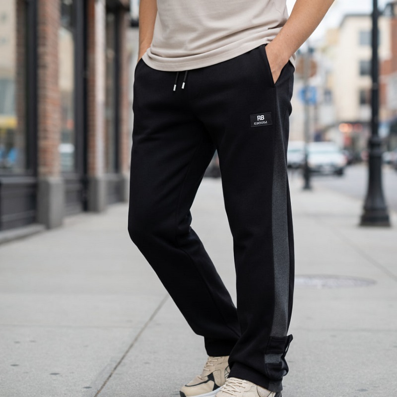 شلوار بنگال مردانه نوار پهن پایین دکمه مدل Mehrad مشکی