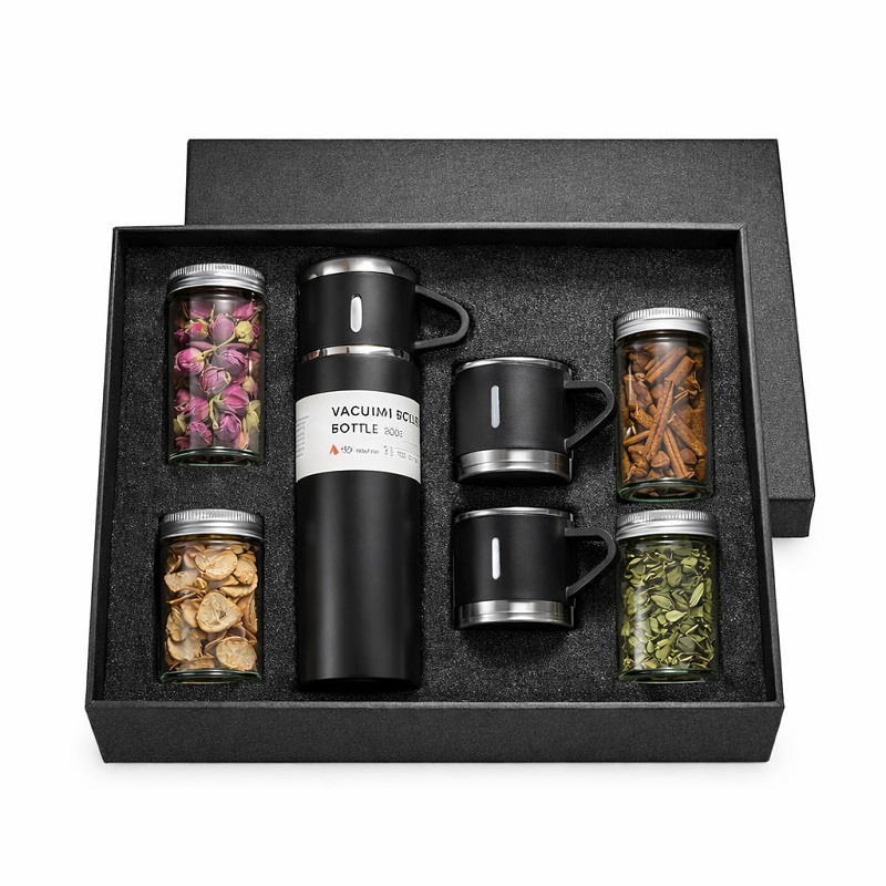 پکیج هدیه سازمانی فلاسک سه کاپ 4دمنوشجعبه لاکچری