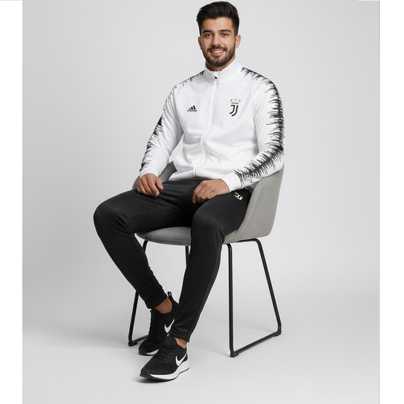 پکیج ست سویشرت شلوار یوونتوس مردانه مدل R77 کفش ورزشی مردانه Nike مدل Tigo زیره سفید
