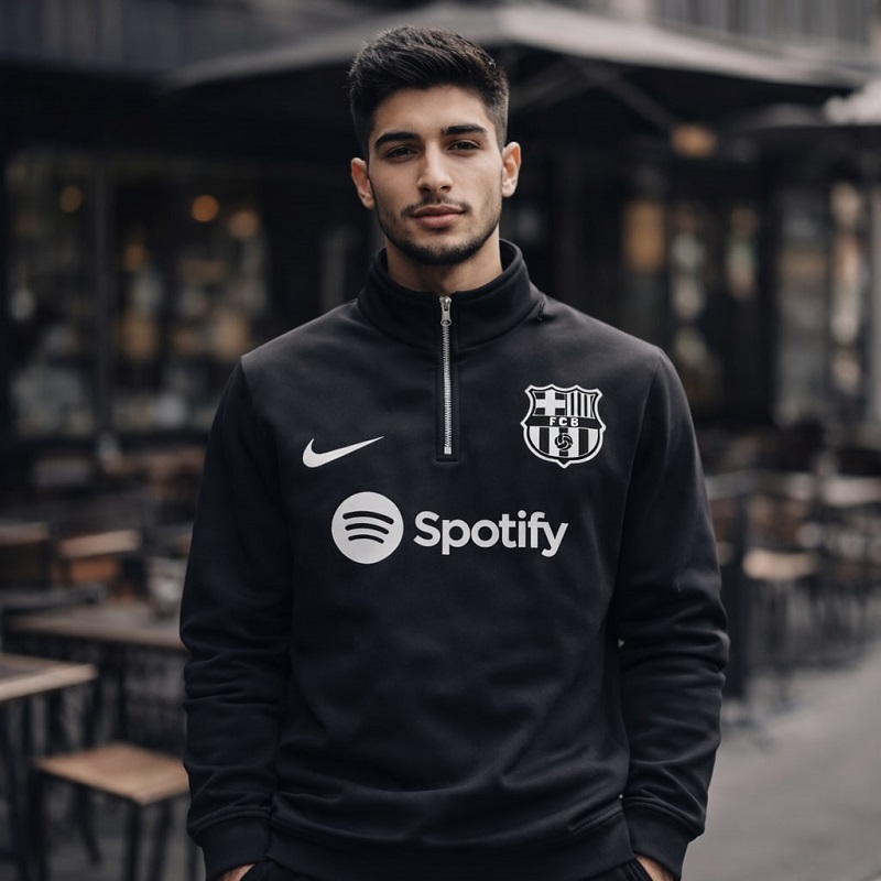 دورس نیم زیپ مدل بارسلونا مشکی