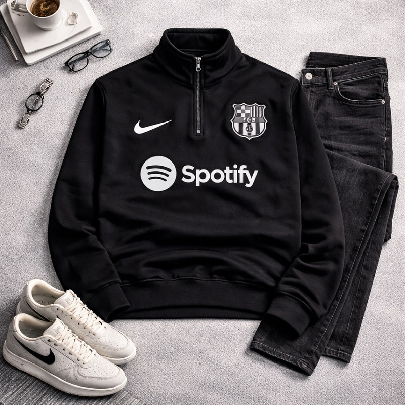 دورس نیم زیپ مدل بارسلونا مشکی