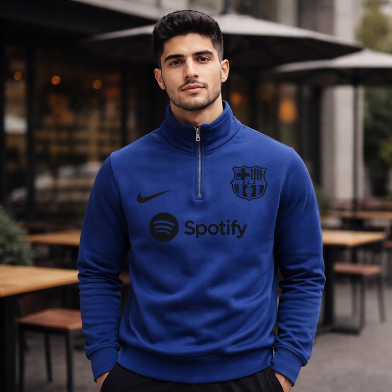 دورس نیم زیپ مدل بارسلونا آبی