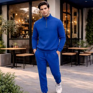 ست مردانه نیم زیپ شلوار جاگر مدل Behshad آبی