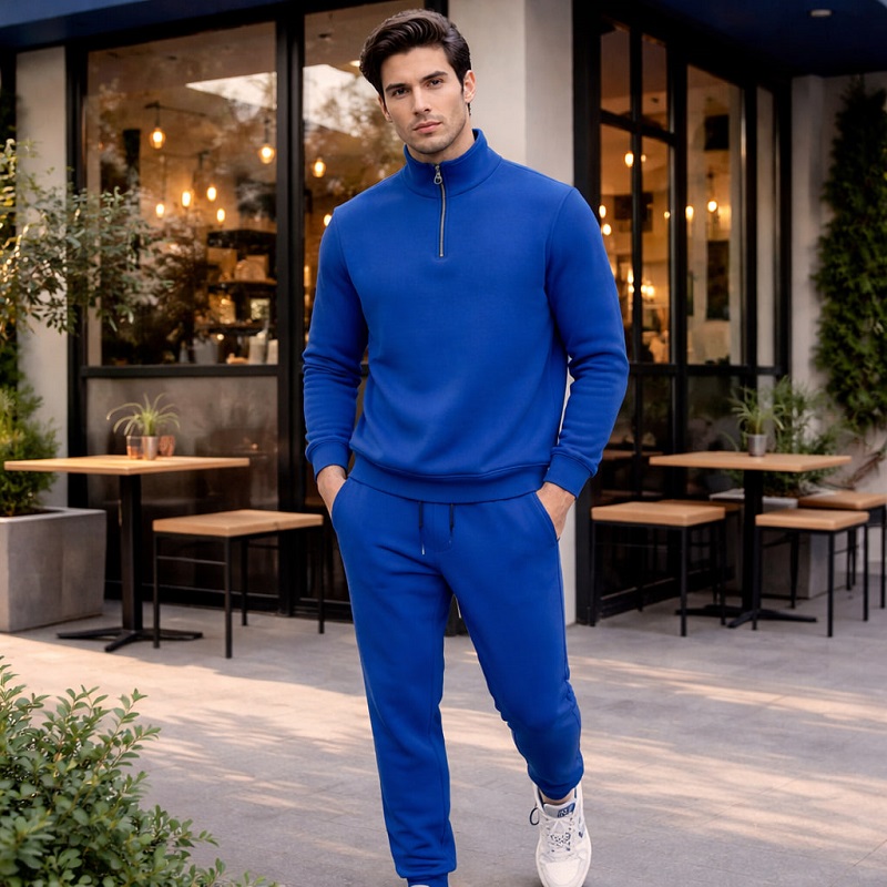 ست مردانه نیم زیپ شلوار جاگر مدل Behshad آبی