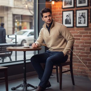 پکیج دورس مردانه نیم زیپ مدل Behbod کرم پیراهن مردانه مشکی VQ