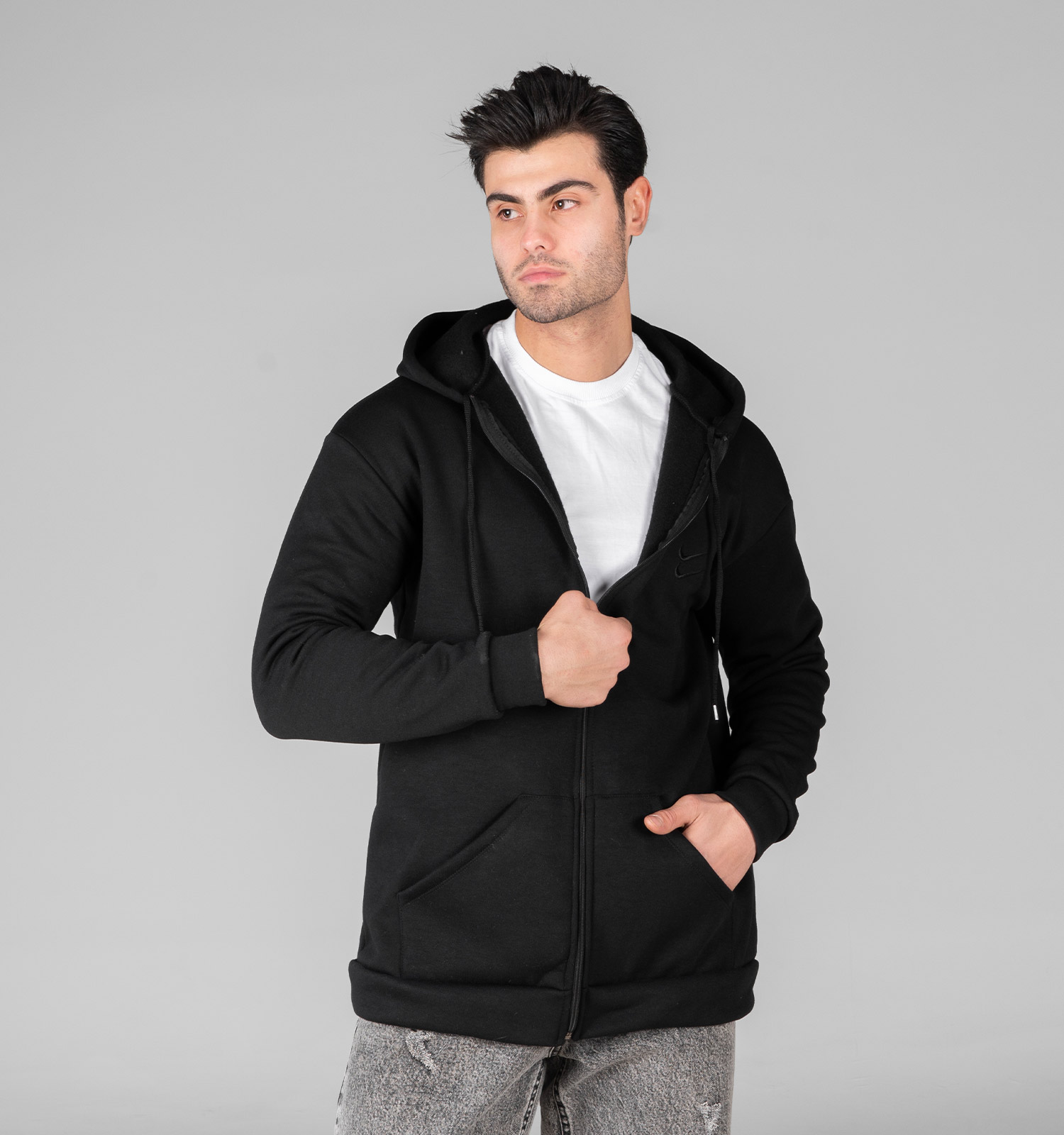 هودی مردانه کلاهدار مشکی ساده Nike مدل 48983