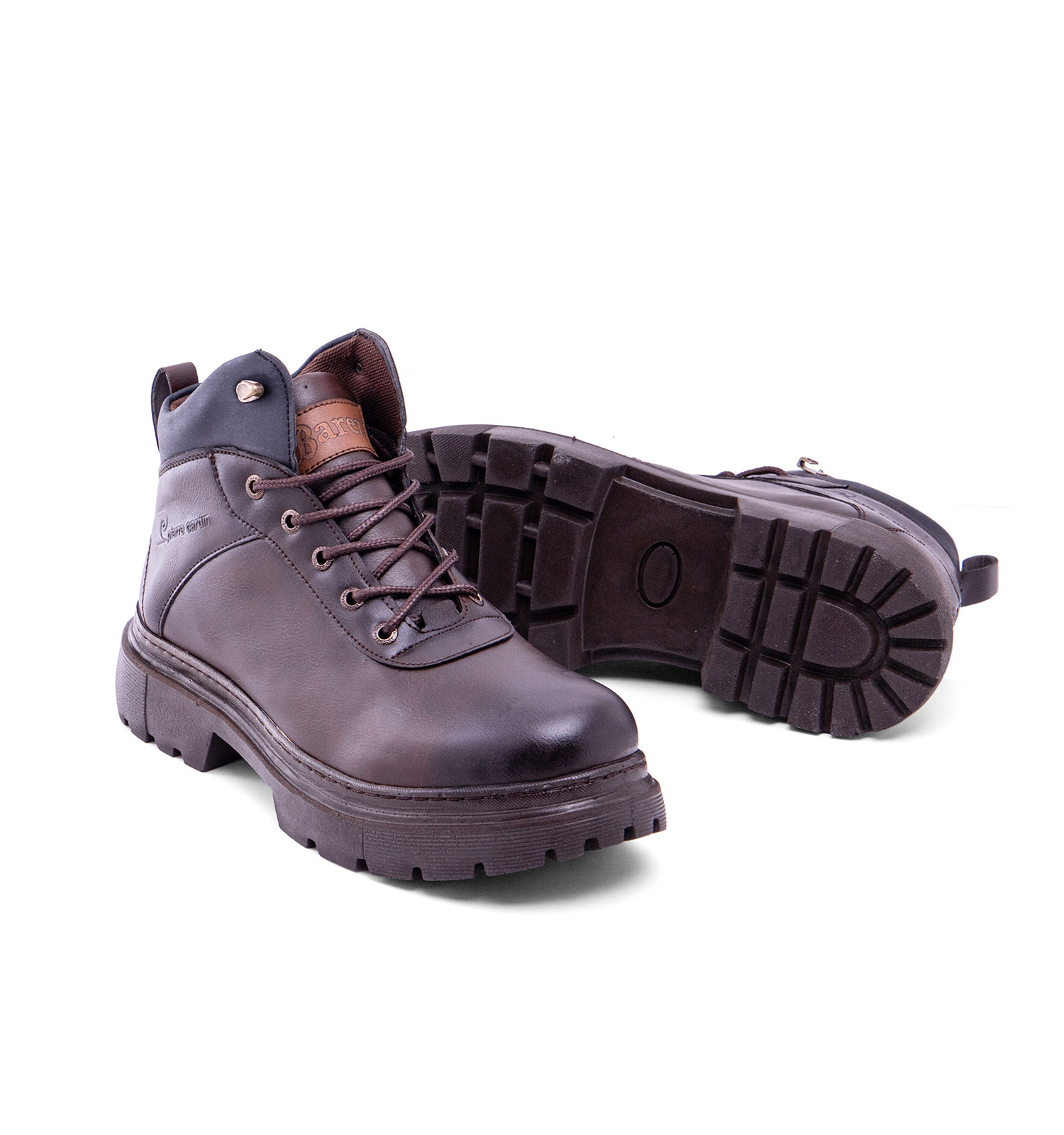 نیم بوت چرم مصنوعی مردانه قهوه ای بنددار مدل 49103