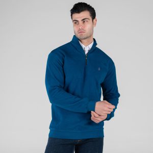 بلوز سلانیک نیم زیپ مردانه یقه دار ساده مدل 49138