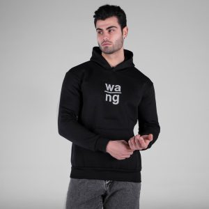 هودی مردانه کلاهدار مشکی طرحدار مدل 49167