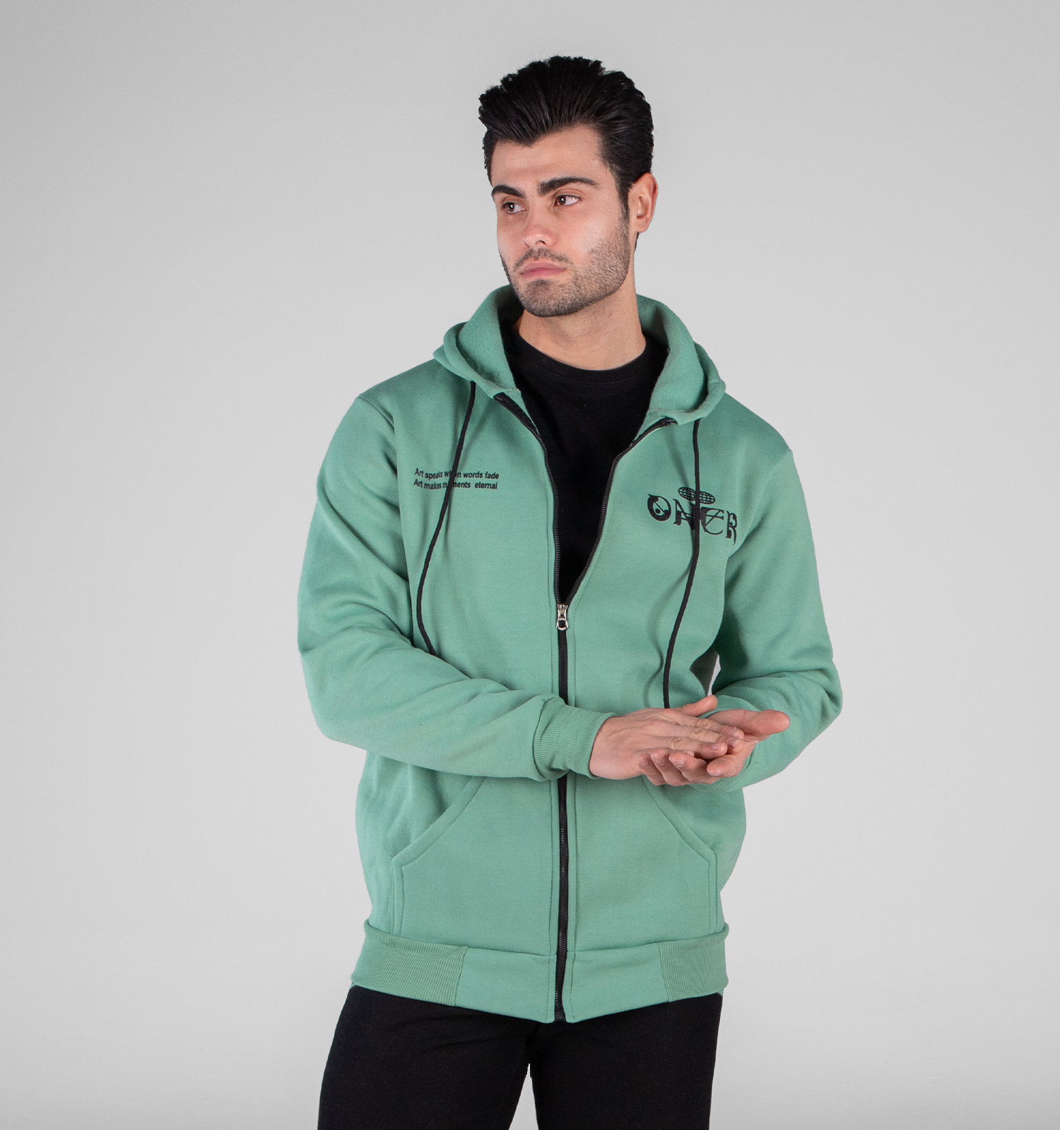 سویشرت کلاهدار مردانه طرحدار مدل 49181