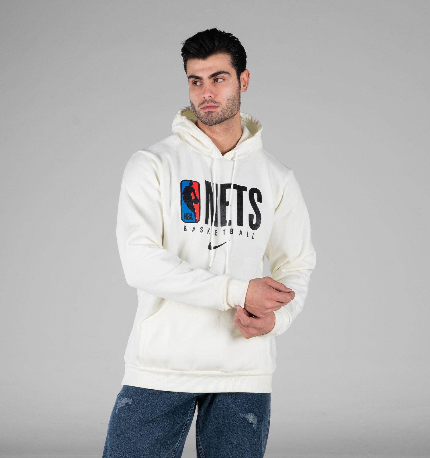 هودی مردانه کلاهدار سفید طرحدار Nike مدل 49082
