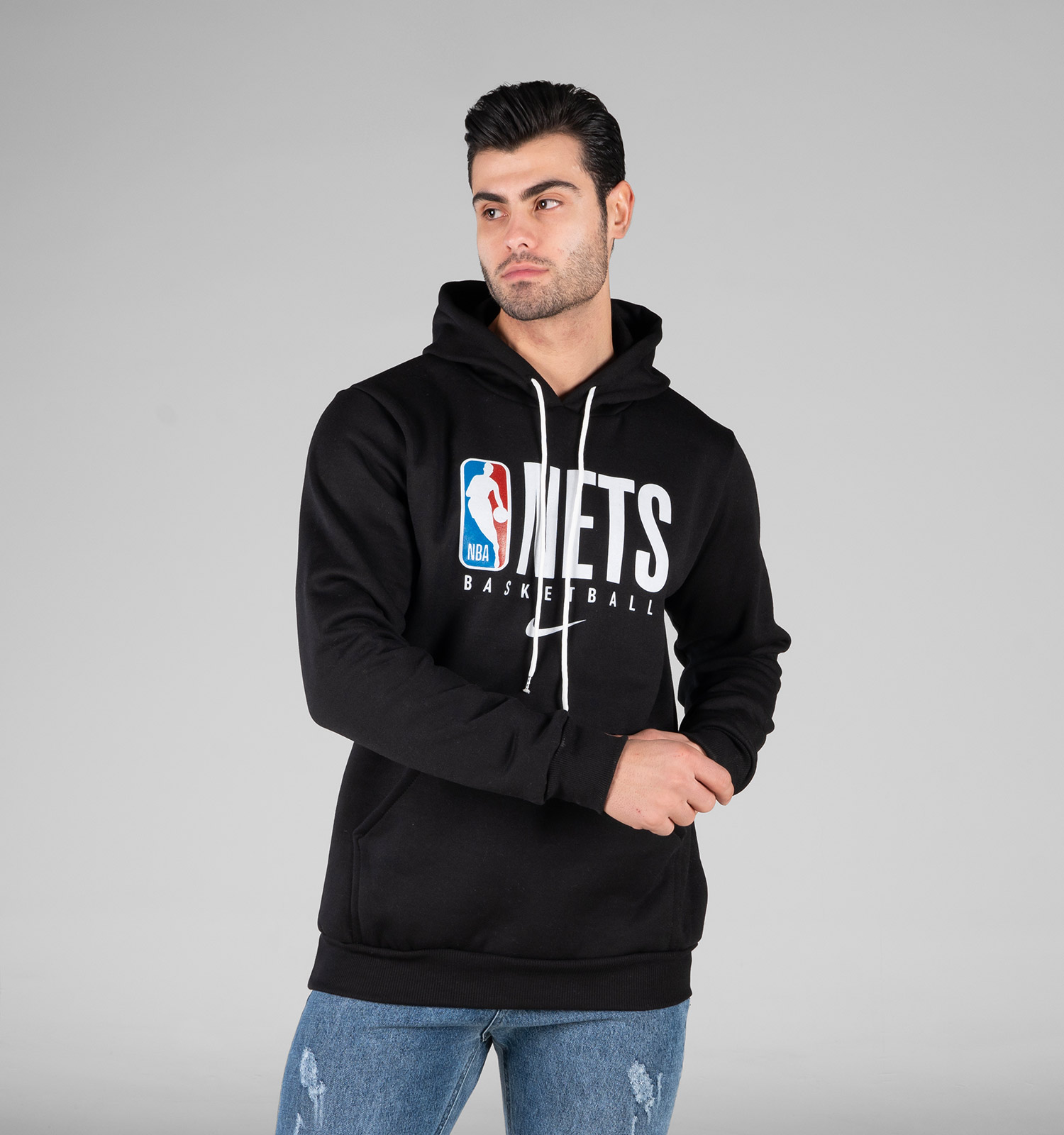 هودی مردانه کلاهدار مشکی طرحدار Nike مدل 49080