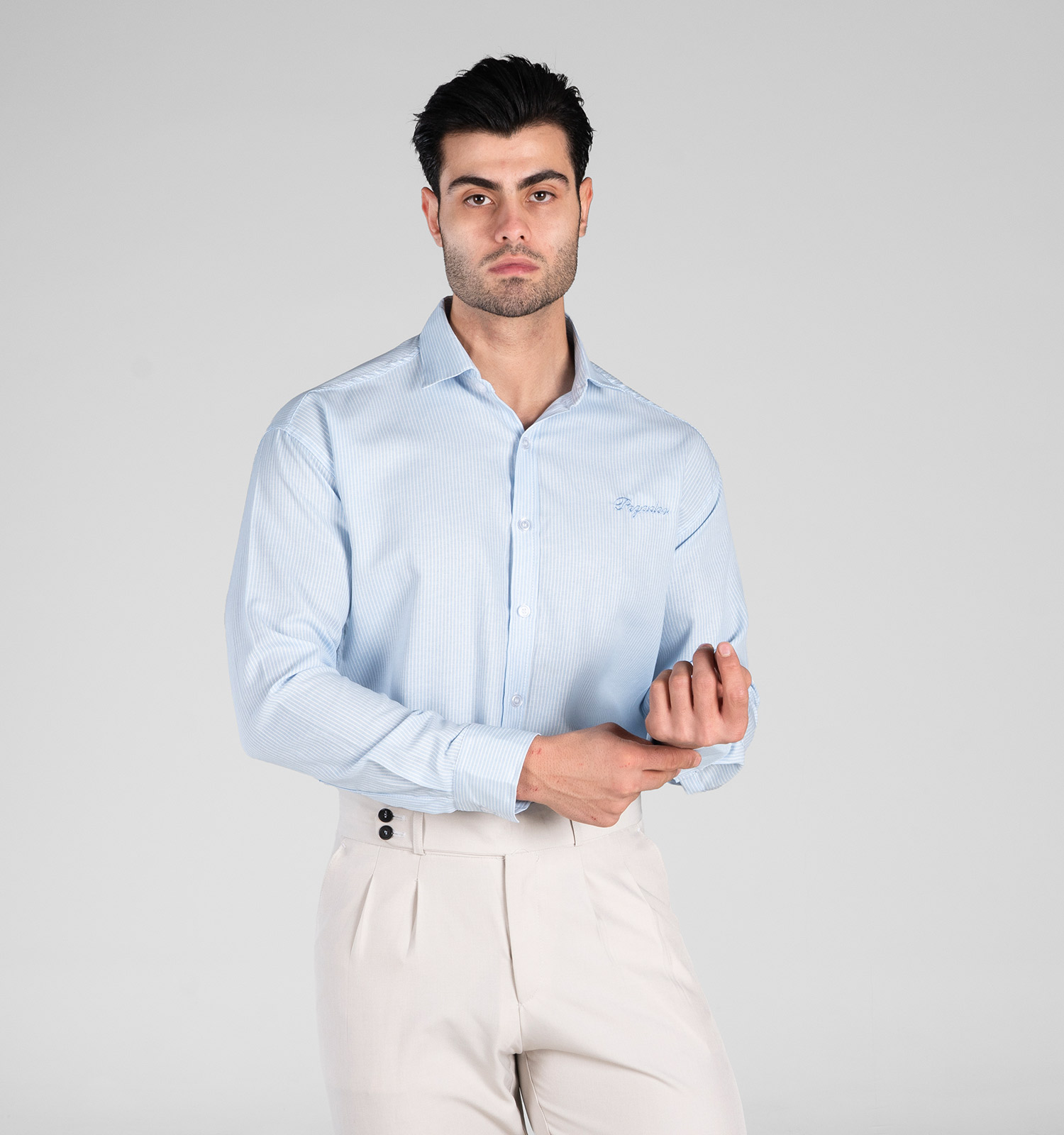 پیراهن مردانه آستین بلند راه راه مدل 49063