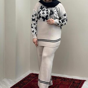 ست بلوز شلوار بافت زنانه Butterfly_Bone مدل 3805