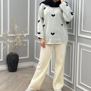 ست بلوز شلوار بافت زنانه Heart_Milky مدل 3811