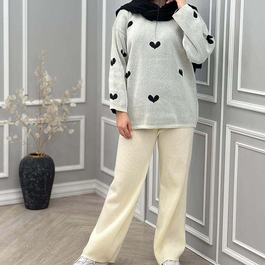 ست بلوز شلوار بافت زنانه Heart_Milky مدل 3811