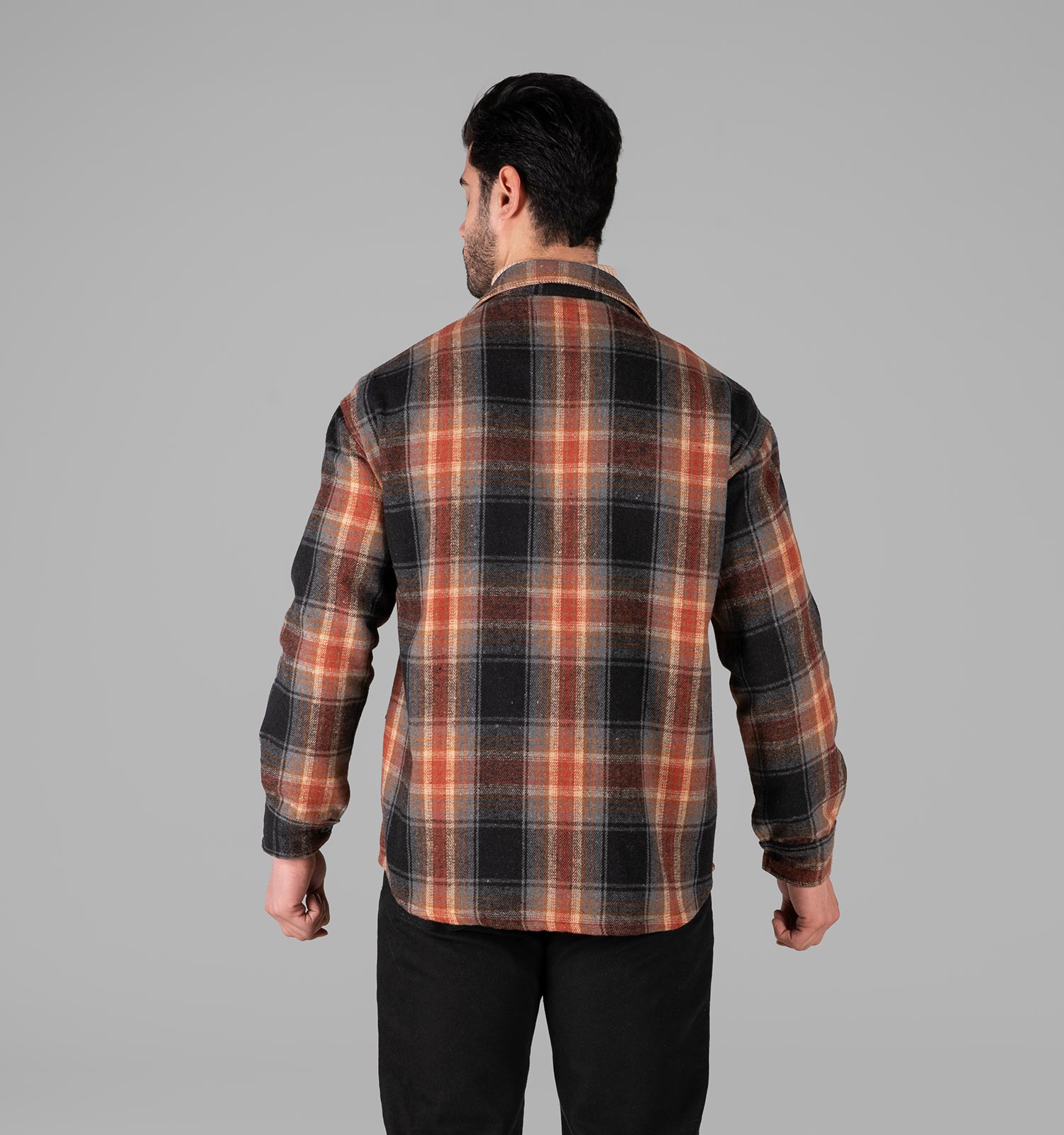 پیراهن اسپرت پشمی مردانه آستین بلند چهارخانه مدل 49341